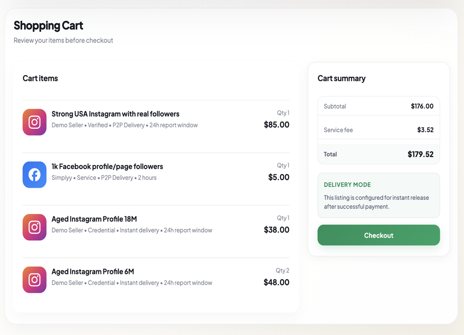 Customer dashboard UI